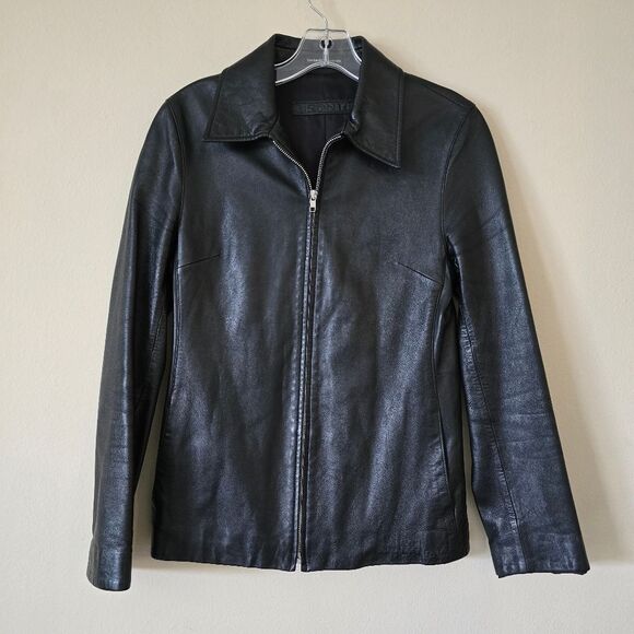 BISONTE Womens Black Leather Jacket Size XS Zip Up Hand Made In Australia Preppy - Picture 2 of 8